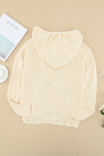 Load image into Gallery viewer, Zipper V-Neck Dropped Sleeve Hooded Solid Sweater