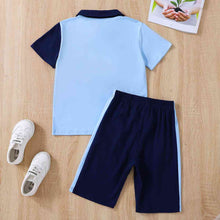 Load image into Gallery viewer, Kids Color Block Polo Shirt and Shorts Set