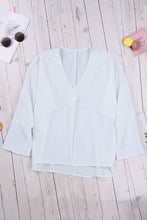 Load image into Gallery viewer, V Neck 3/4 Sleeve High Low Hem Shirt
