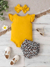 Load image into Gallery viewer, Round Neck Bodysuit and Leopard Bloomers Set