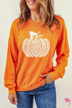 Load image into Gallery viewer, Round Neck Dropped Shoulder Pumpkin Graphic Sweatshirt