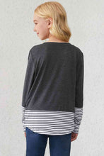 Load image into Gallery viewer, Girls Striped Color Block Sequin Pocket Top