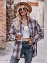 Load image into Gallery viewer, Plaid Dropped Shoulder Longline Shirt