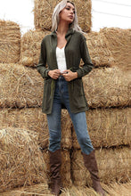 Load image into Gallery viewer, Drawstring Open Front Slit Hooded Cardigan