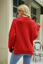 Load image into Gallery viewer, Lip Graphic Slit Dropped Shoulder Sweater