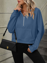 Load image into Gallery viewer, Raglan Sleeve Zip-Up Hoodie with Pocket