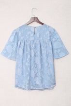 Load image into Gallery viewer, Floral Textured Ruffled Half Sleeve Babydoll Top