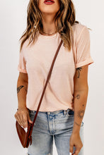 Load image into Gallery viewer, Round Neck Cuffed Short Sleeve Tee