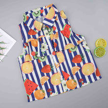 Load image into Gallery viewer, Fruit Striped Collared Sleeveless Shirt