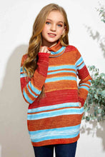 Load image into Gallery viewer, Girls Striped Cowl Neck Top with Pockets