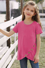 Load image into Gallery viewer, Girls Buttoned Tulip Hem T-Shirt