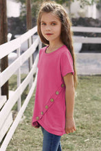 Load image into Gallery viewer, Girls Buttoned Tulip Hem T-Shirt