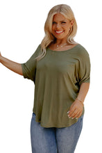 Load image into Gallery viewer, Green Plus Size Hollow-Out Back Slouchy Tee