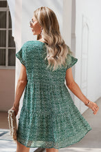 Load image into Gallery viewer, Printed V-Neck Short Sleeve Tiered Dress