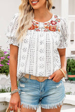 Load image into Gallery viewer, Floral Embroidered Ethnic Printed Crinkle Blouse