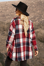 Load image into Gallery viewer, Double Take Plaid Dropped Shoulder Pocketed Shirt Jacket