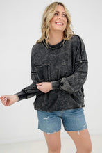 Load image into Gallery viewer, Zenana Acid Wash Raw Edge Front Pocket Pullover