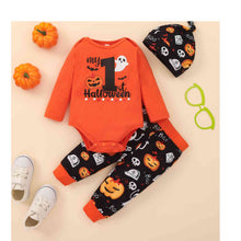 Load image into Gallery viewer, MY FIRST HALLOWEEN Graphic Bodysuit and Printed Long Pants Set