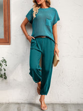 Load image into Gallery viewer, Round Neck Raglan Sleeve Tee and Long Pants Set