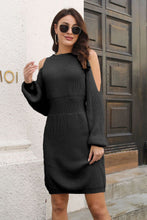 Load image into Gallery viewer, Ribbed Cold Shoulder Long Sleeve Sweater Dress