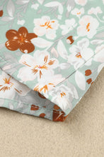 Load image into Gallery viewer, Green Floral Print Tie V Neck Button Up Blouse