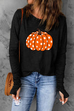 Load image into Gallery viewer, Halloween Pumpkin Graphic Thumbhole Sleeve Top
