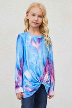 Load image into Gallery viewer, Girls Tie-Dye Twist Front Long Sleeve Top