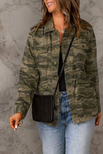 Load image into Gallery viewer, Green Camo Print Multi Pockets Button-Up Jacket