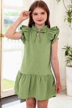 Load image into Gallery viewer, Tie Neck Flutter Sleeve Dress