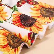 Load image into Gallery viewer, Sunflower Print Smocked Tie Shoulder Dress