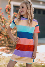 Load image into Gallery viewer, Girls Color Block Side Slit Mini Dress