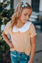 Load image into Gallery viewer, Girls Contrast Peter Pan Collar Short Sleeve Top