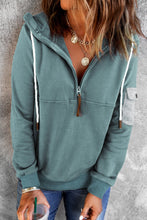 Load image into Gallery viewer, Half Zip Colorblock Pocket Patchwork Long Sleeve Hoodie