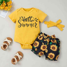 Load image into Gallery viewer, HELLO SUMMER Bodysuit and Sunflower Print Pants Set