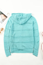 Load image into Gallery viewer, Zip-Up Raglan Sleeve Openwork Hooded Cardigan