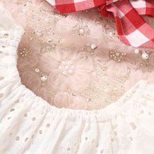Load image into Gallery viewer, Eyelet Round Neck Top and Plaid Skort Set