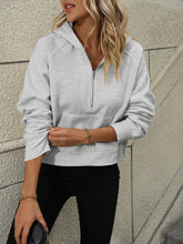 Load image into Gallery viewer, Raglan Sleeve Zip-Up Hoodie with Pocket