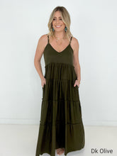 Load image into Gallery viewer, New Colors - Zenana V-Neck Cami Maxi Tiered Dress with Side Pockets