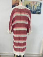 Load image into Gallery viewer, Striped Cuffed Sleeve Long Beach Kimono