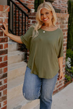 Load image into Gallery viewer, Green Plus Size Hollow-Out Back Slouchy Tee