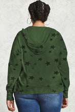 Load image into Gallery viewer, Green Star Print Drawstring Plus Size Hoodie
