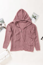 Load image into Gallery viewer, Zipper V-Neck Dropped Sleeve Hooded Solid Sweater