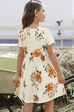Load image into Gallery viewer, Girls Floral Short Sleeve Round Neck Dress