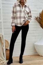 Load image into Gallery viewer, Double Take Plaid Half-Zip Collared Curved Hem Sweatshirt