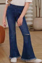 Load image into Gallery viewer, Girls Distressed Frayed Trim Flare Jeans