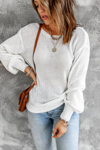Load image into Gallery viewer, Double Take Tied Balloon Sleeve Round Neck Sweater