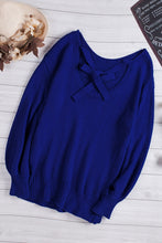 Load image into Gallery viewer, Double Take Tied Balloon Sleeve Round Neck Sweater