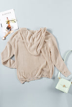 Load image into Gallery viewer, Zipper V-Neck Dropped Sleeve Hooded Solid Sweater
