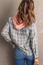Load image into Gallery viewer, Plaid Drawstring Hooded Shirt Jacket