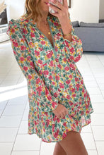 Load image into Gallery viewer, Green Ruffled Lace V Neck Floral Dress